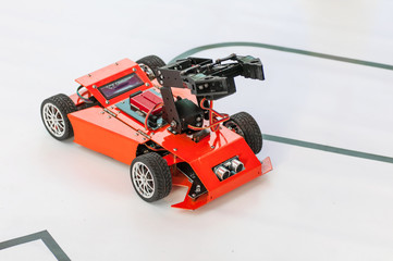 Fototapeta premium a robot created by children, demonstrations at the festival in Ukraine