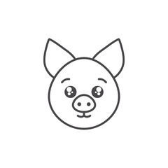cute pig animal farm line style icon