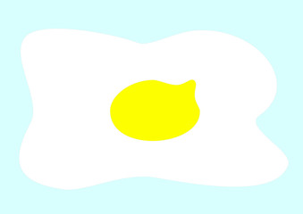 Vector. Fried egg on a blue background. Yolk. White.