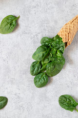 Go green - spinach in ice cream cone 
