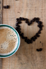 Coffee beans and heart sign 