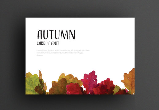 Autumn Card Layout with Colorful Leaves