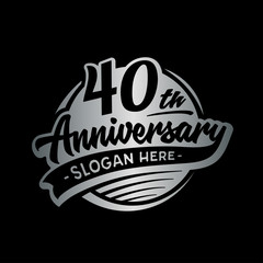 40 years anniversary design template. Forty years logo. Vector and illustration. 