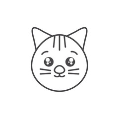 cute cat domestic animal head line style icon