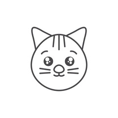 cute cat domestic animal head line style icon