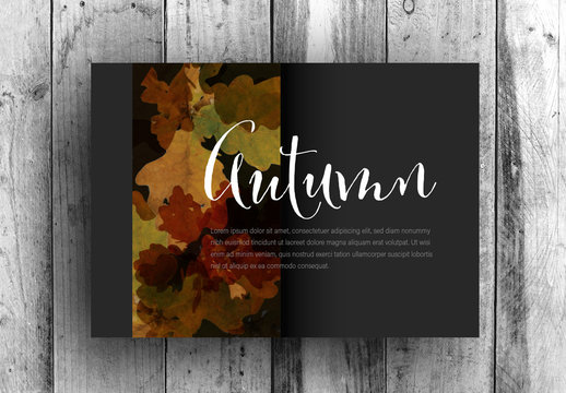 Dark Card Layout with Autumn Imagery