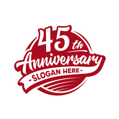 45 years anniversary design template. Forty-five years logo. Vector and illustration. 