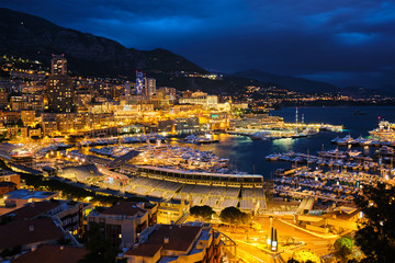 View of Monaco in the night