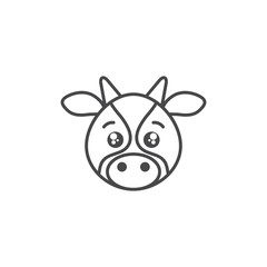cute cow animal farm line style icon