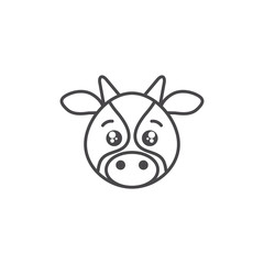 cute cow animal farm line style icon