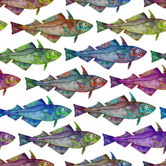 ryba ryby akwarela malunek ilustracja kolorowa  - obrazy, fototapety, plakaty