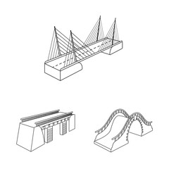 Vector design of landmark and structure logo. Set of landmark and crossing vector icon for stock.
