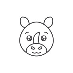 cute rhino wild animal line style icon