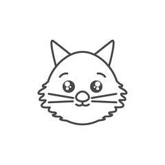 cute cat domestic animal head line style icon