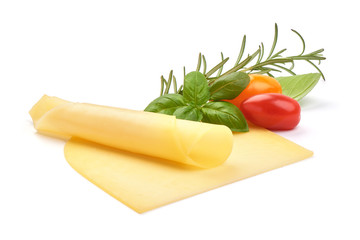 Traditional Dutch Gouda cheese, isolated on white background