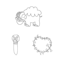 Vector design of primitive and archeology icon. Collection of primitive and history stock symbol for web.