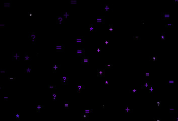 Dark Purple vector template with math simbols.