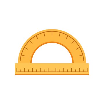 Wood Protractor Icon. Flat Illustration Of Wood Protractor Vector Icon For Web Design