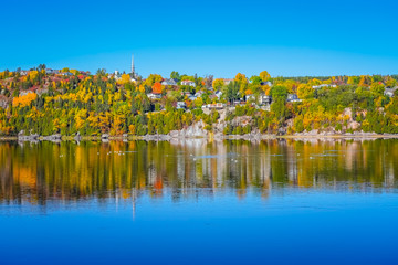 Beautiful autumn landscape in Chicoutimi, Saguenay, Quebec, Canada