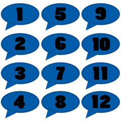 tags with numbers in blue