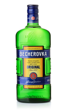  Product shot of Czech herbal bitters  Becherovka bottle