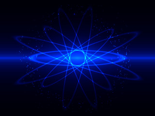 Blue abstract banner with light rays. Vector illustration for poster or card