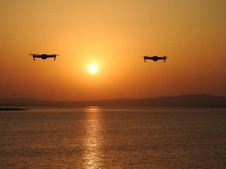 Fototapeta na wymiar Drone Sunset