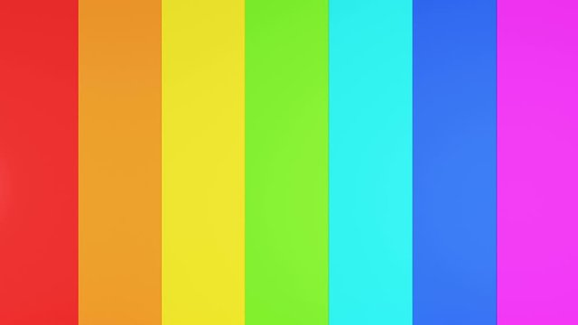 Beautiful Rolls of Multi-colored Plastic Tape Unwinding Down, Forming a Rainbow on the Screen. 3d Animation of Colorful Stripes Covering the Screen. Alpha Mask. 4k Ultra HD 3840x2160.
