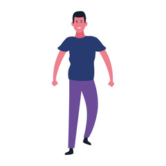 cartoon man walking icon, flat design