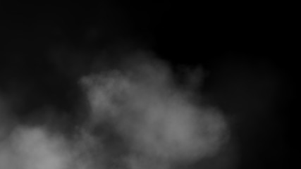 Close up of steam smoke on black background. Smoke stock image.Smoke cloud. Fog clouds, smoky mist and realistic cloudy effect. Condensation smoke effects, ashes mist texture or toxic gas.