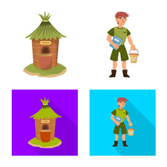 Isolated object of nature and fun symbol. Set of nature and entertainment stock vector illustration.