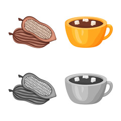 Vector design of food and yummy icon. Set of food and brown vector icon for stock.