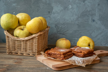 Homemade fruit sweets from mashed apples, traditional Russian winter delicacy. Healthy dessert.