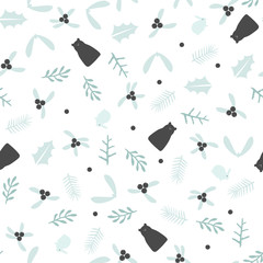 Wild animals vector seamless pattern with polar bear in the forest. Retro style background, cute vintage template for wrapping paper, web design, patchwork, sewing or sheet fabric