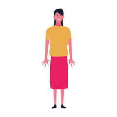 casual woman standing icon, flat design