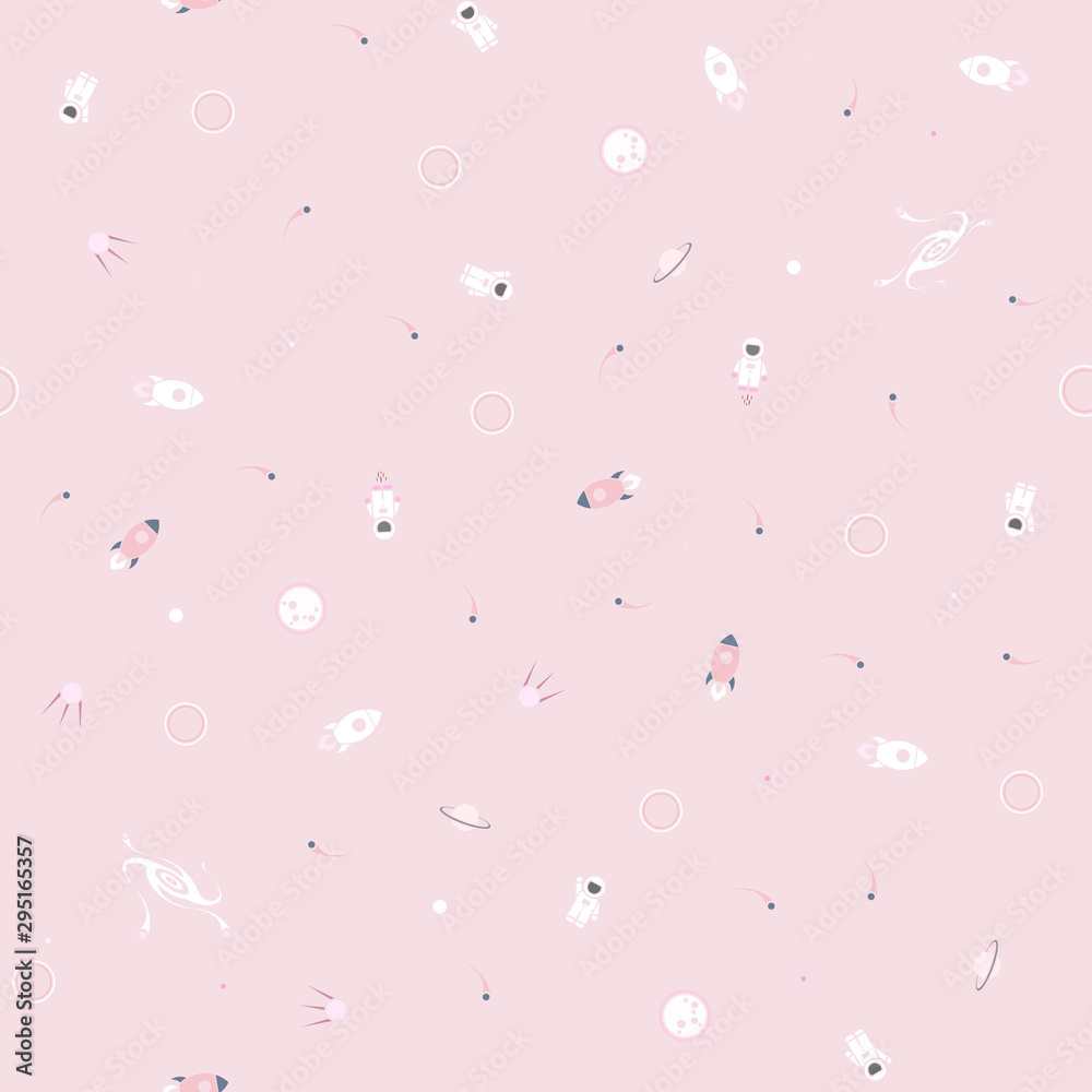 Wall mural vector space exploration seamless pattern, endless background design