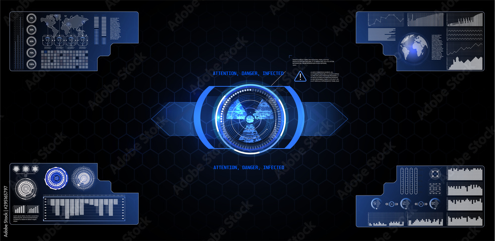 Poster futuristic user interface design element text box scale and bar for cyber and technology concept aga