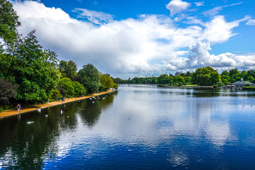 Beautiful lake in Hyde Park, Westminster. London, England