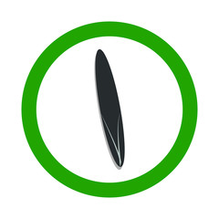Vector surfboard allowed sign on white background with green circle. Cool for cafe, restaurant. Illustration can use in friendly place