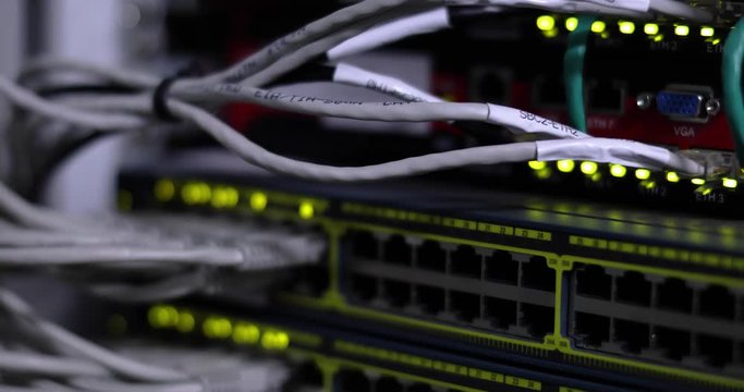 Server Room Of High Tech Internet Data Center.