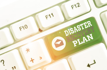 Word writing text Disaster Recovery Plan. Business photo showcasing having backup measures against...