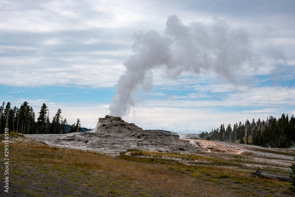 Wall mural Geothermal feature at old faithful area at Yellowstone National Park (USA)