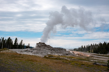Geothermal feature at old faithful area at Yellowstone National Park (USA) - 295168510