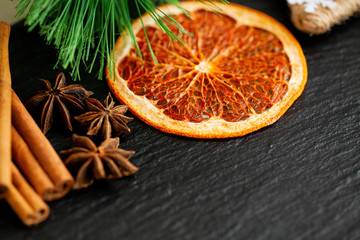 New year background with Christmas decorations and place for text