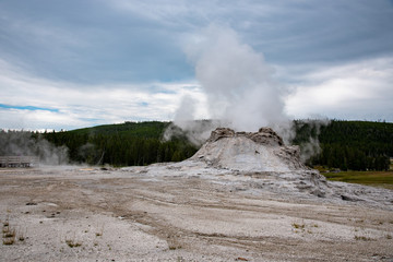 Geothermal feature at old faithful area at Yellowstone National Park (USA)