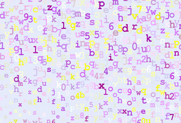 Dark Pink, Yellow vector background with signs of alphabet.