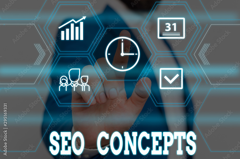 Poster writing note showing seo concepts. business concept for a process of increasing the quality of websi