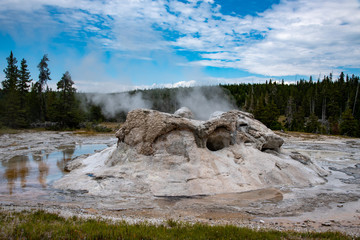 Geothermal feature at old faithful area at Yellowstone National Park (USA)