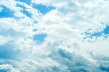 Real blue sky with white clouds. Natural sky background.