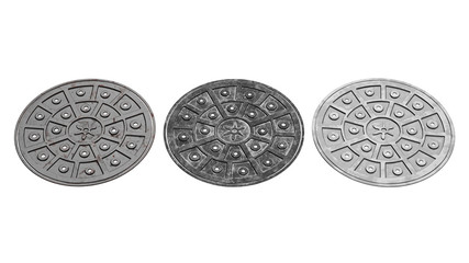 Manhole city, old retro style. 3D rendering